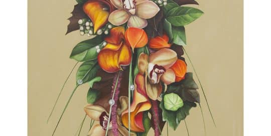 Denise's bridal bouquet painting - original acrylic by Erica Eriksdotter of Studio Eriksdotter. A unique way of preserving your wedding bouquet flowers.