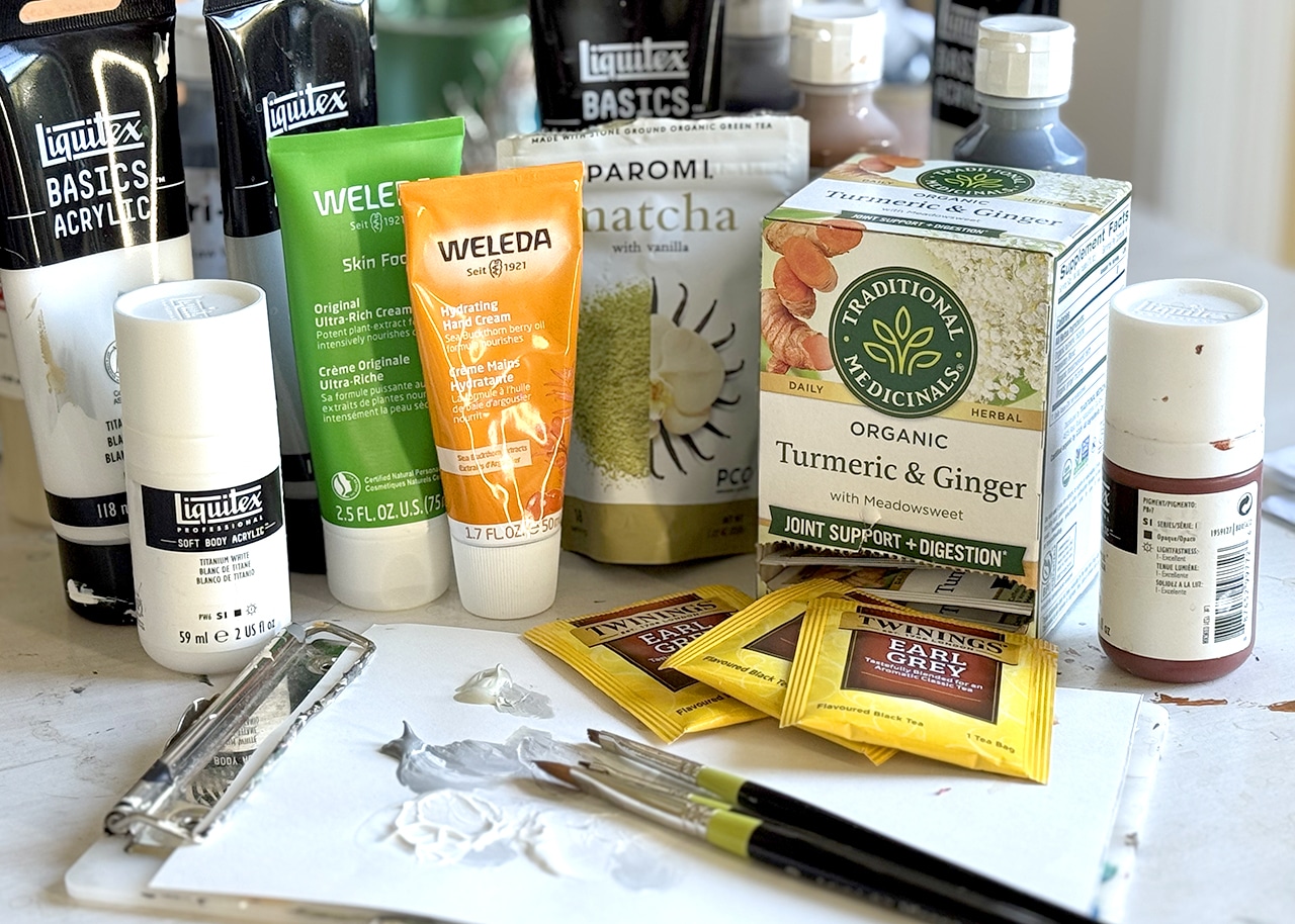 Cozy studio essentials shown in my gift guide for artists